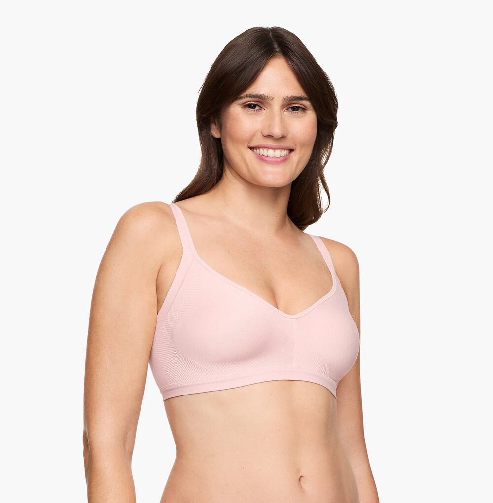Warner Women's Wireless Lightly Lined Seamless Comfort Bra Rosewater L